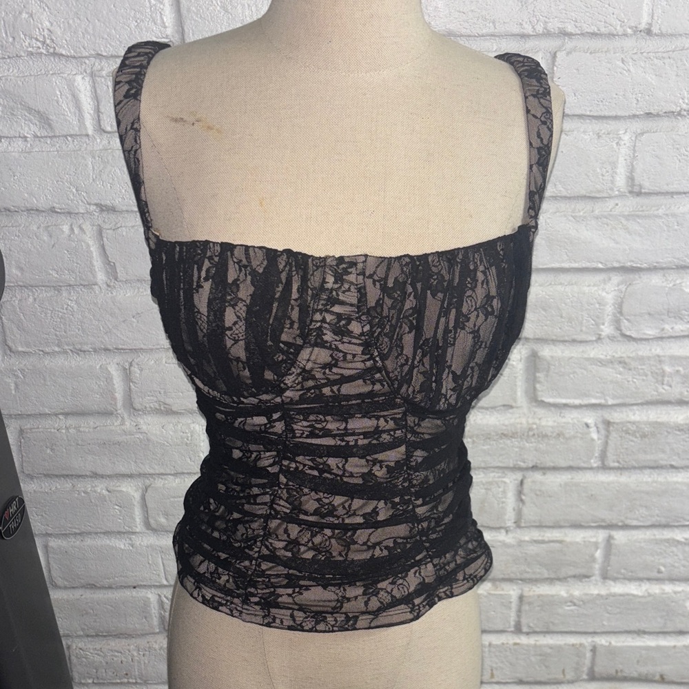 Express Black Lace Crop Top
